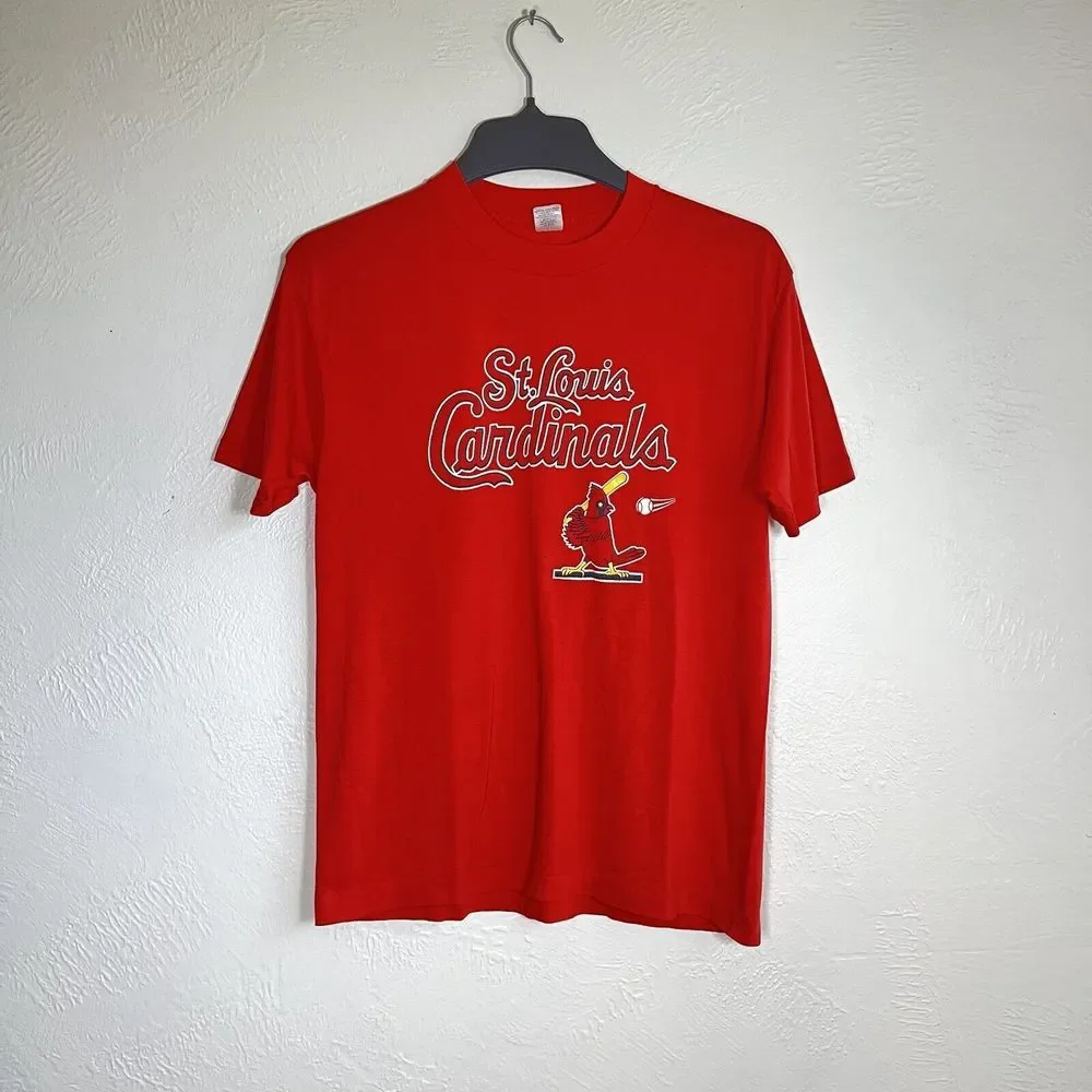 VTG St Louis Cardinals Graphic T-Shirt XL Red Single Stitch USA MLB‎ Baseball